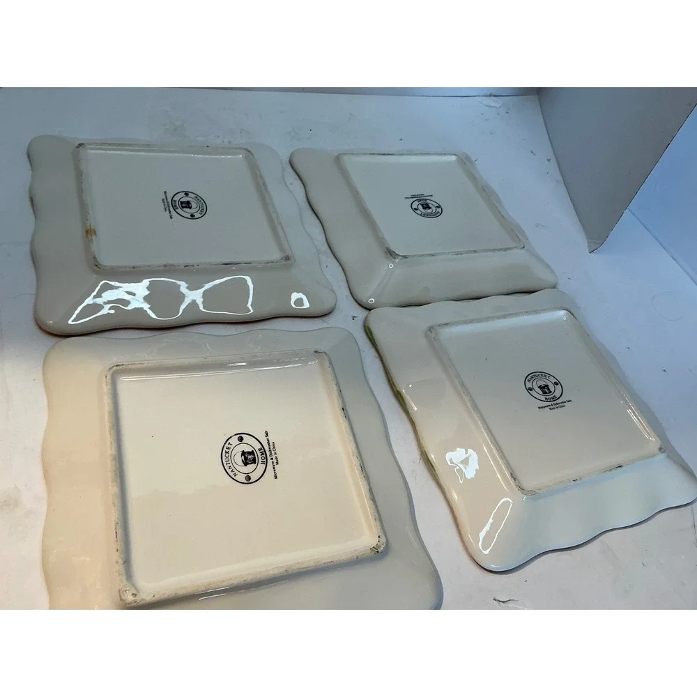Nantucket Home Salad Plates Set of 4 Fruit Wine Cheese 8 inch InSquare Tusca